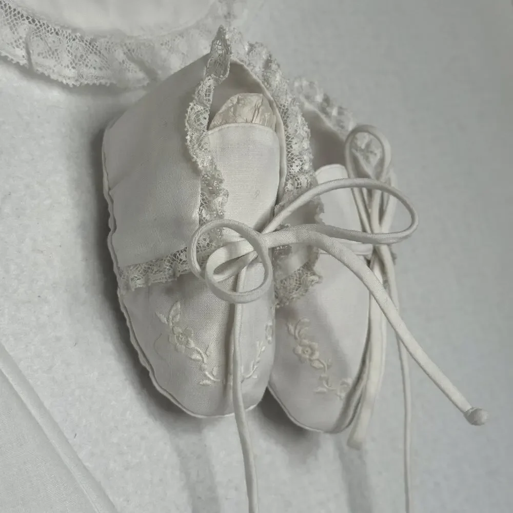 Vintage 1960s Handmade Christening Gown 5 Pc Set Feltman Bros Baby 0-12 Months